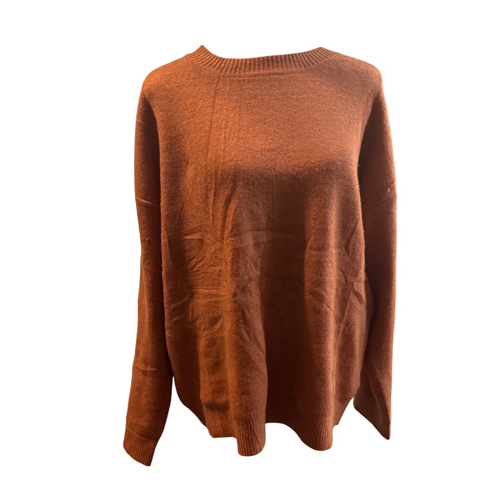 Discount Divas Boutique Women's Plus Size Sweater Burnt Orange Crew Neck Top 1XL